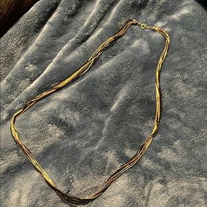 Vintage Korean Elegant Gold and Brown Multi-Strand Necklace